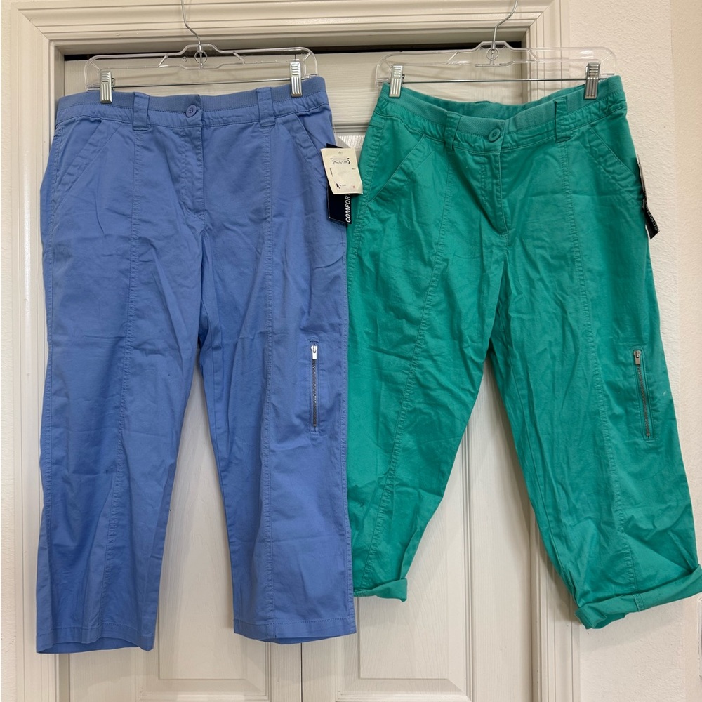 Blue and Green Cropped Pants